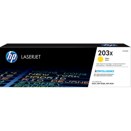 Оригинальный картридж увеличенной емкости HP 203X LaserJet 203X, желтый CF542X