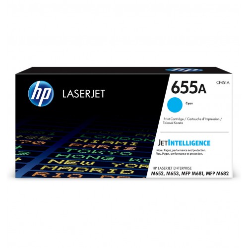 Картридж лазерный HP CF451A LaserJet 655A, оригинальный, голубой