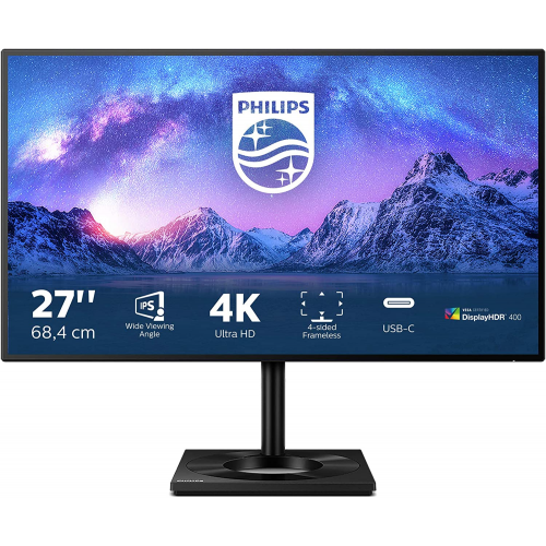 Монитор 27" PHILIPS 279C9 (00/01) IPS 3840x2160 60Gz 5мс 400кдм 1300:1 HDMI DP USB-C Черный